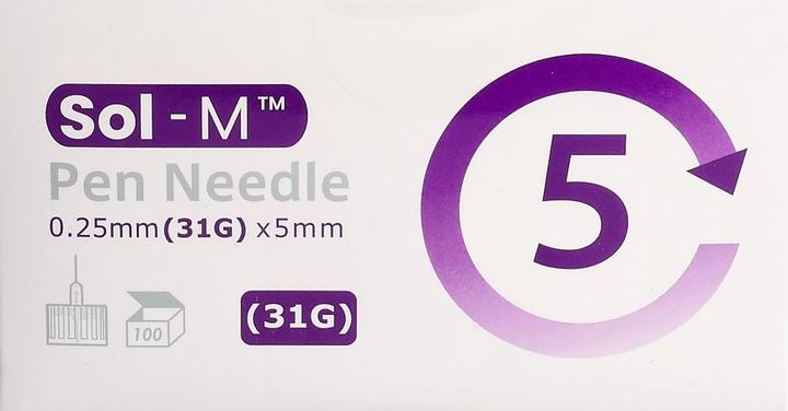Produktbild Sol-m Pen Nadel 31G 0.25mmx5mm 100 Stk (Pen Nadeln + Einmalkanülen)