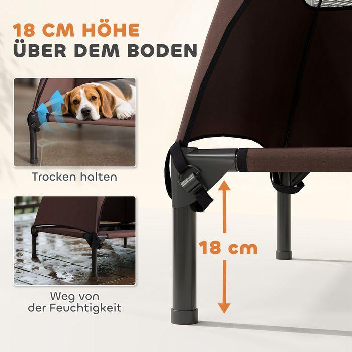 Produktbild Swisshandel24 Hundeliege Outdoor mit Dach, Erhöhtes Hundebett für Mittelgrosse Hunde, 76 x 61 x 71cm, Kaffee (Hund)