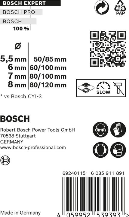 Produktbild Bosch Professional Zubehör EXPERT MultiConstruction CYL-9 Bohrer-Set, 5,5/6/7/8 mm, 4-tlg. (5.5, 6.0, 7.0, Ø 8.0 mm)