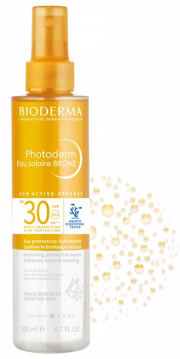 Productafbeelding Bioderma Photoderm Eau Solaire Bronz (Zonnebrandlotion, SPF 30, 200 ml)