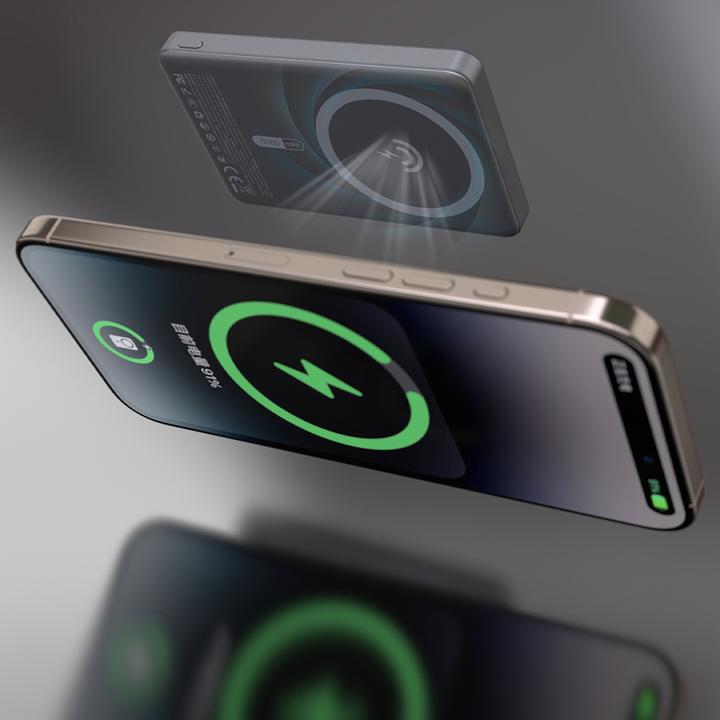 Actual product image Dudao K28 10000mAh PD 22.5W MagSafe Powerbank with Metal Case and Ring Stand - Silver (10000 mAh, 22.50 W)