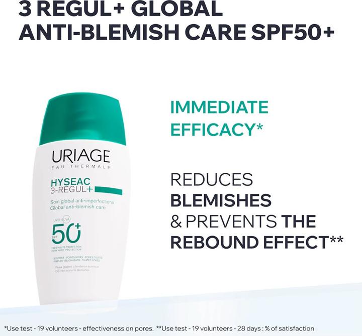 Actual product image Uriage Hyseac 3-Regul+ SPF50 (Sun cream face, SPF 50, 50 ml)