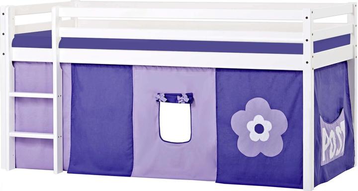 Immagine prodotto Hoppekids BUNDLE BASIC mezzo letto a soppalco (non divisibile) 90x200cm con tenda a fiori viola e (90 x 200 cm)