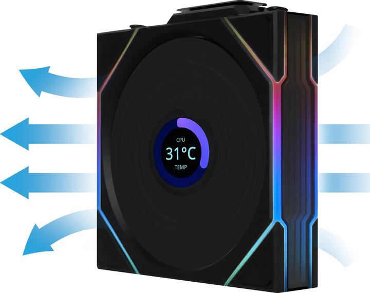 Productafbeelding Lian-Li UNI FAN TL Wireless LCD Lüfter, ARGB, PWM, 3er-Pack inkl. Controller - Reverse Blade, 120mm (120 mm, 3 x)