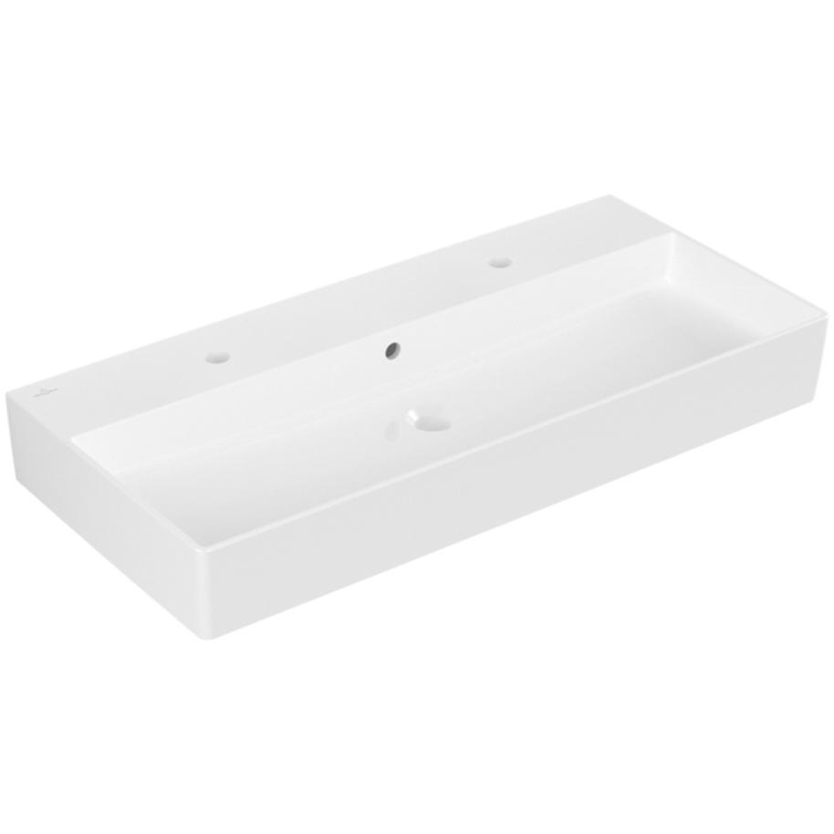Villeroy & Boch, Waschbecken, Waschtisch 2.0 MEMENTO 1000 x 470 mm, mit Überlauf für 2x 1-Loch Armaturen weiss (470 mm, ...