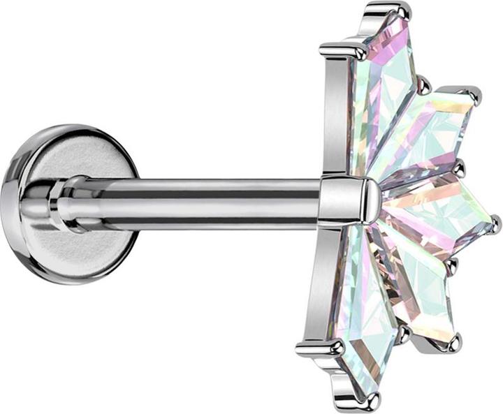 Immagine prodotto Star Piercing Micro Labret filo interno argento ventaglio argento cinque cristalli diamantati multicolore (senza ottone, Titanio)