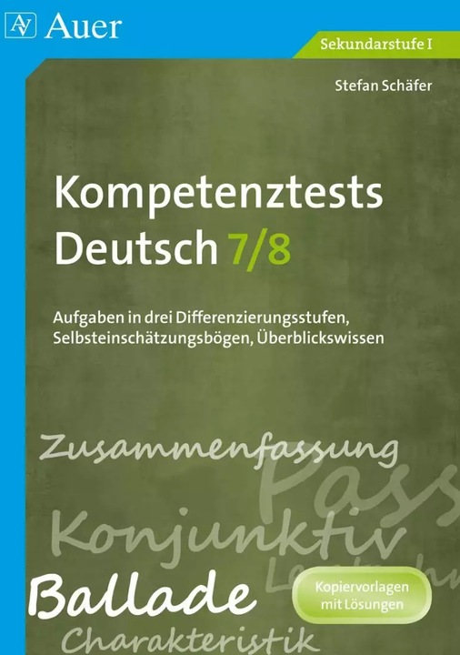 Produktbild Kompetenztests Deutsch, Klasse 7/8 (Deutsch, Stefan Schäfer, 2022)