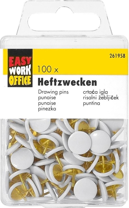 Produktbild Easy Work Heftzwecken weiss 100 Stück (12 Stück, 88 mm)
