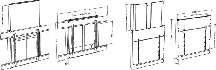 Image du produit Erard Support mural L, réglable en hauteur, course 650mm (100 kg)
