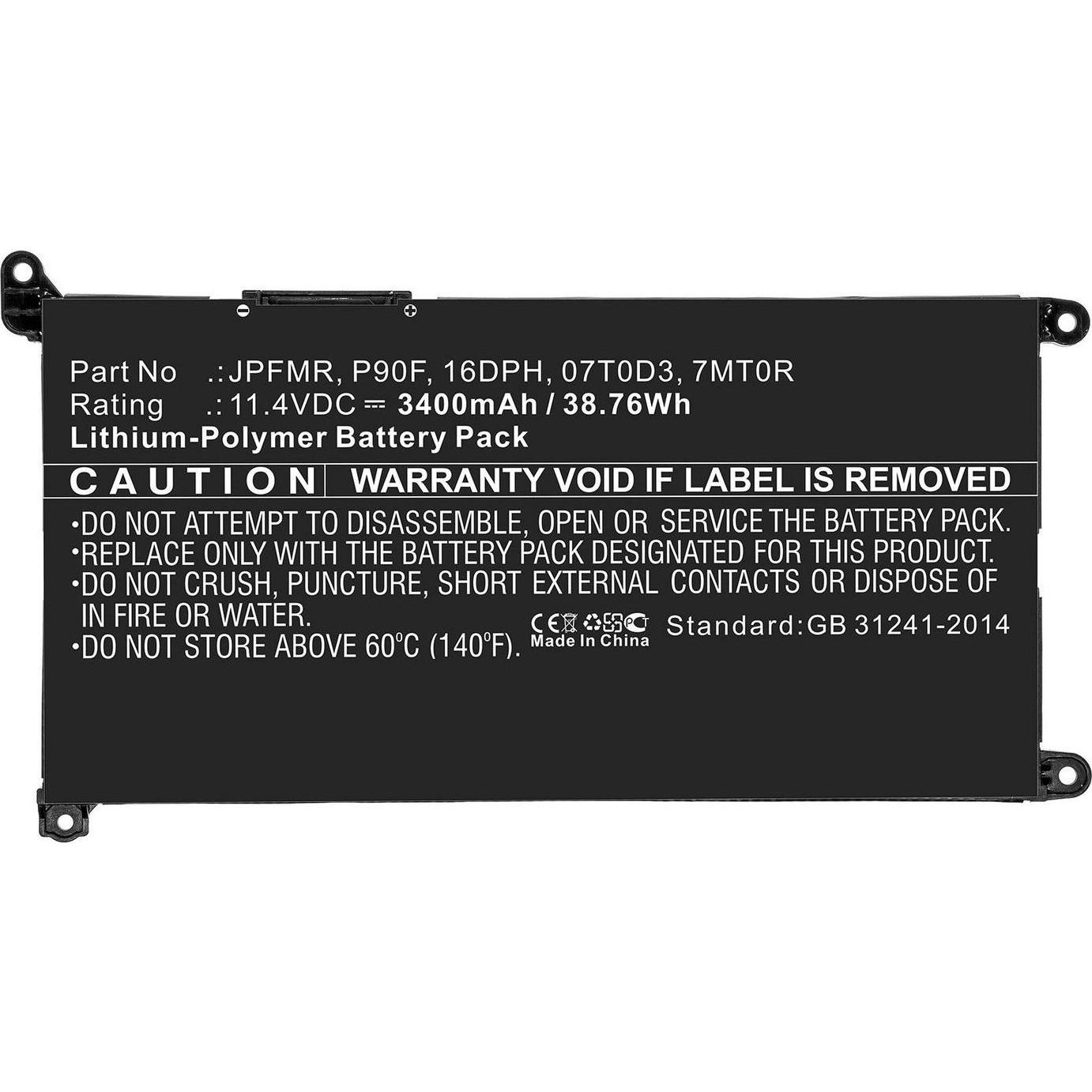 CoreParts Laptop Battery for DELL (3400 mAh), Notebook Akku, Schwarz