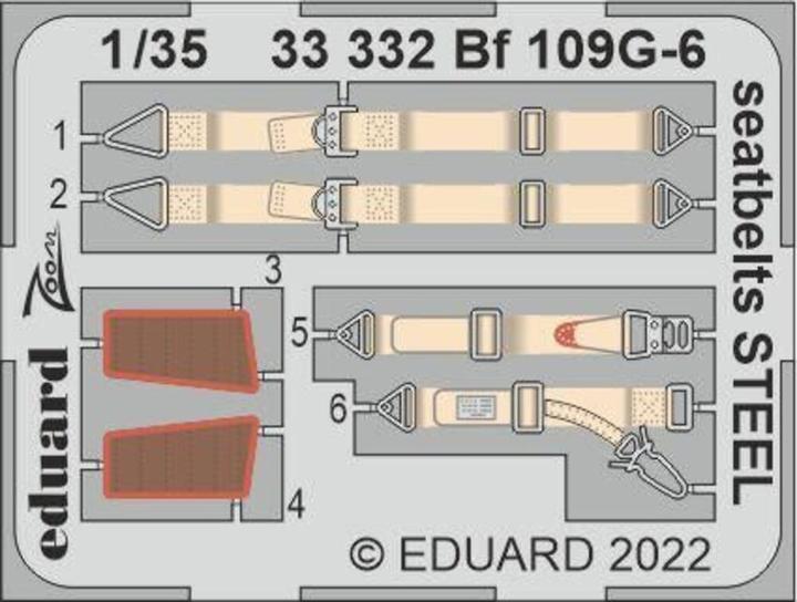 Actual product image Eduard Bf 109G-6 seatbelts STEEL