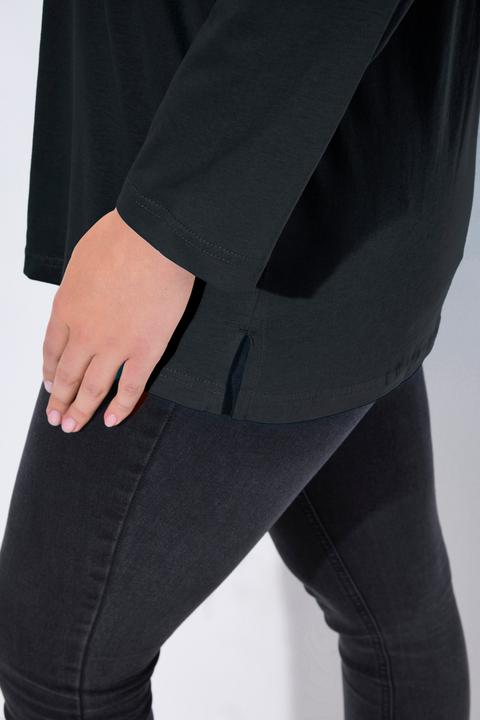 Image du produit Ulla Popken T-shirt coupe Relaxed Fit, décolleté en V et manches longues (42, 44)