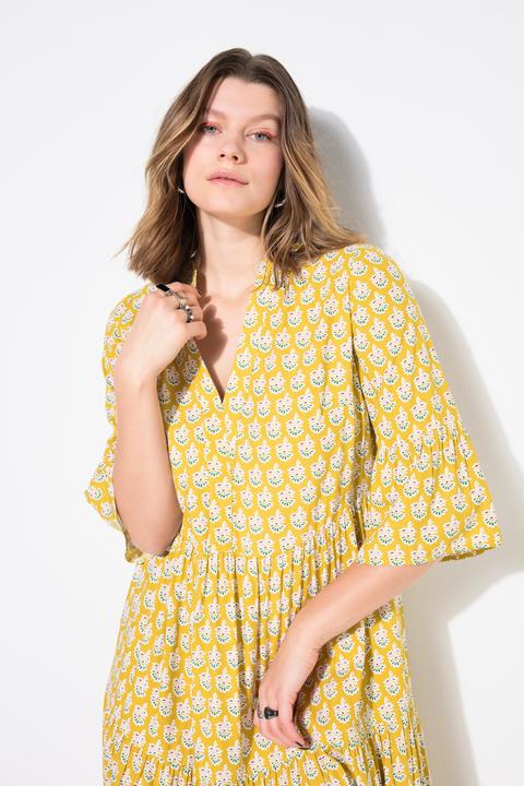 Produktbild Studio Untold Maxikleid, abstrakter Blätter-Print, 3/4-Ärmel, Volants (54)