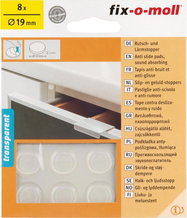 Immagine prodotto Fix-o-moll Tappetini 1.9 mm / Ø 19 mm 8 x (Cursori in plastica, 8 Pezzo/i)