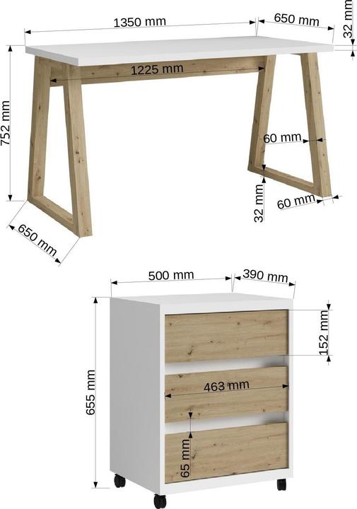 Actual product image ADRK Furniture Desk with container IWO I (65 x 65 x 100 cm)