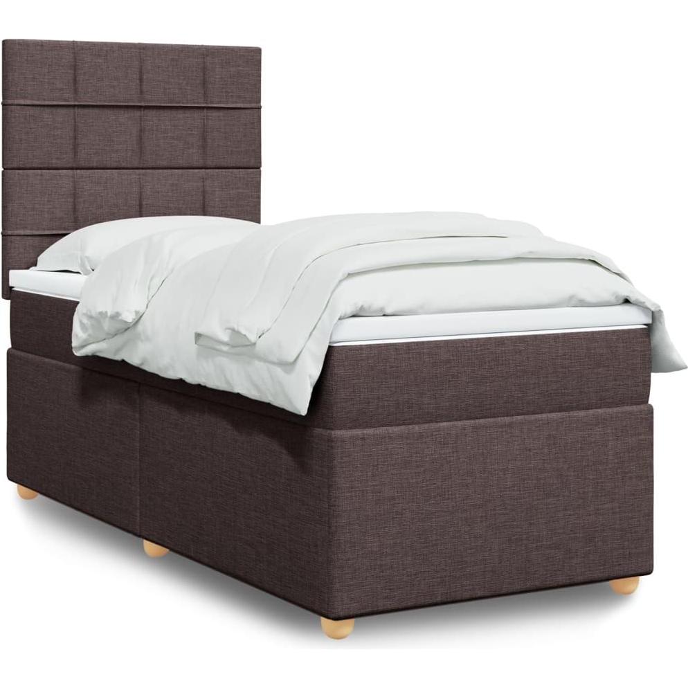 VidaXL, Boxspringbett, Boxspringbett Polsterbett Bett mit Matratze Dunkelbraun 140x190cm Stoff (140 x 190 cm)