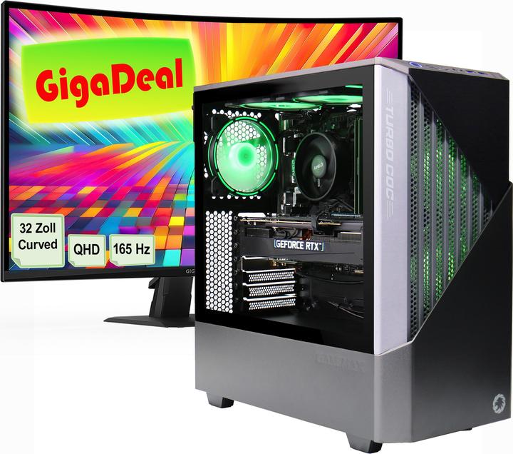 Produktbild GameMax GigaDeal Contac BG SET2569 + Gigabyte GS32QC LED-Monitor Curved, 80 cm (32") (1000 GB, 32 GB, AMD Ryzen 7 5700X, GeForce RTX 5070)