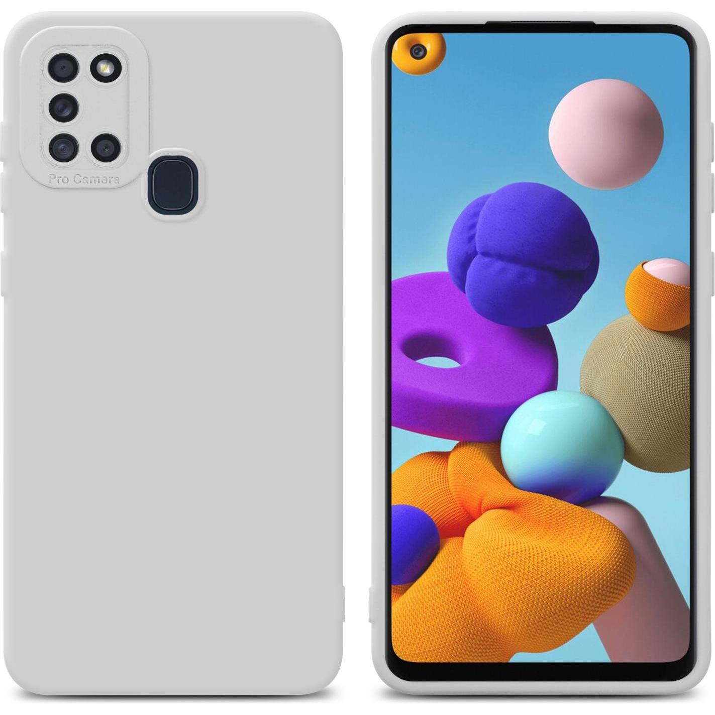 Cadorabo Hülle für Samsung Galaxy A21s im TPU Fluid LM162 Style (Samsung Galaxy A21s), Smartphone Hülle, Weiss