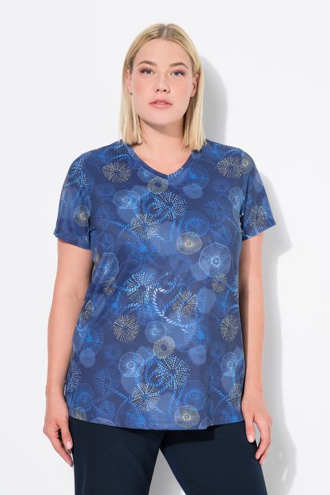 Produktbild Ulla Popken Funktions-Shirt, Quallen, Classic, V-Ausschnitt, Halbarm (42, 44)