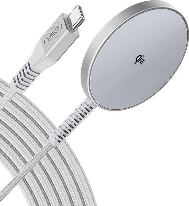 Actual product image ESR Halolock Qi2 Mini Wireless Charger 15W with MagSafe - Silver (15 W)