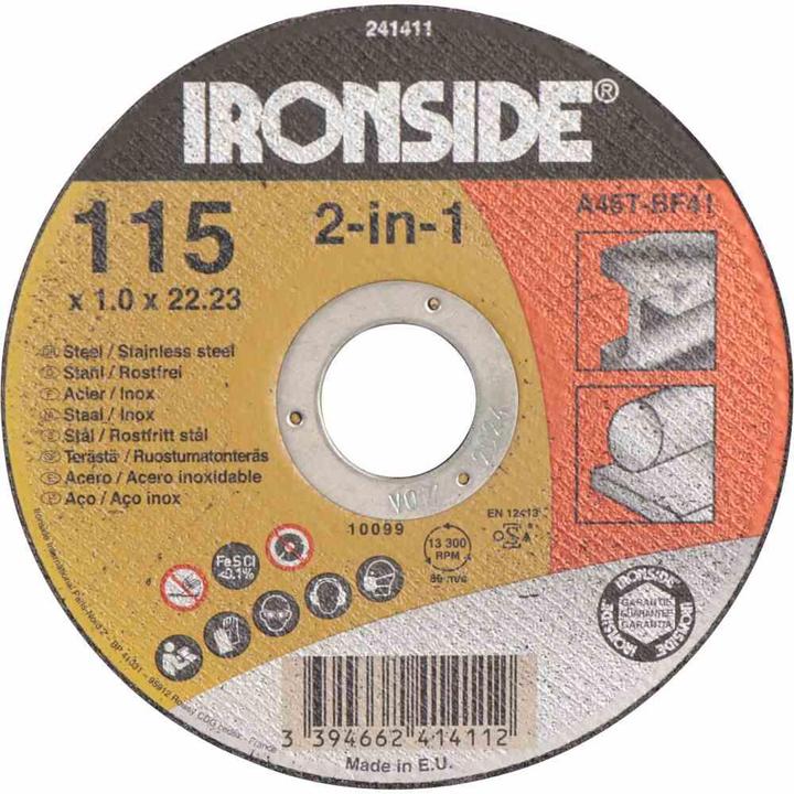 Produktbild Ironside Trennscheibe 115 x 1,0 x 22 mm für Stahl/Edelstahl, 1 Stück, 241411