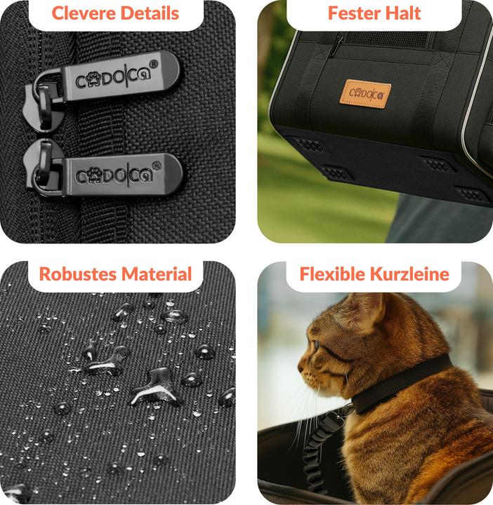Produktbild Cadoca Haustiertragetasche (Katze, Reflektoren, Faltbar, Waschbar, Komplett zu öffnen)