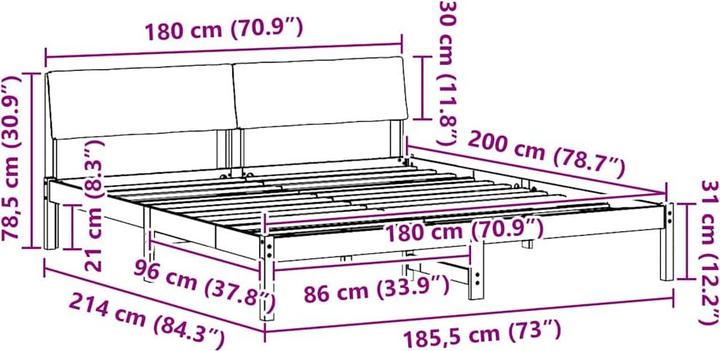 Image du produit vidaXL Plattformbett (180 x 200 cm)