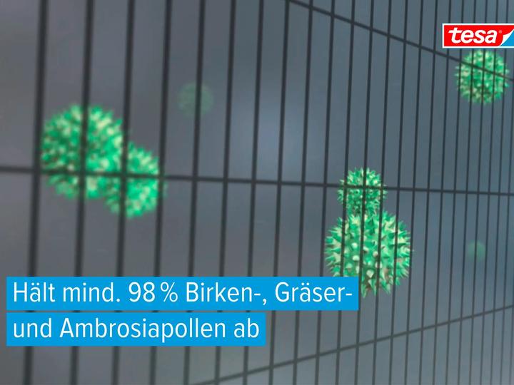 Produktbild tesa Pollenschutzgitter, für Allergiker, zuschneibar inkl. selbstklebendem Klettband (150 x 180 cm)