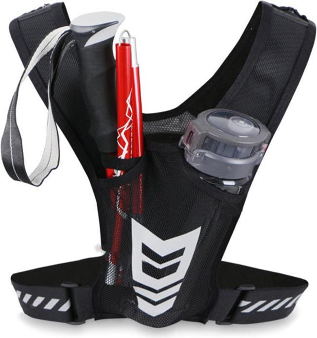 Produktbild Stride Ultraleichte Laufweste mit Brusttasche & Reflektor Outdoor Sport Weste Schwarz (One Size)