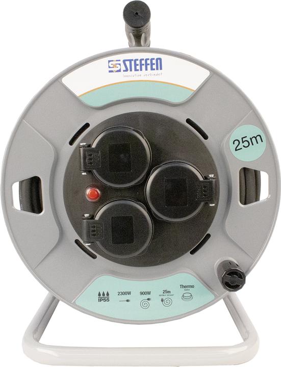 Produktbild Steffen Kunststoff Kabelrolle 3xT13 IP55 Td 3x1mm² 25m grau/schwarz (25 m, 1 mm²)