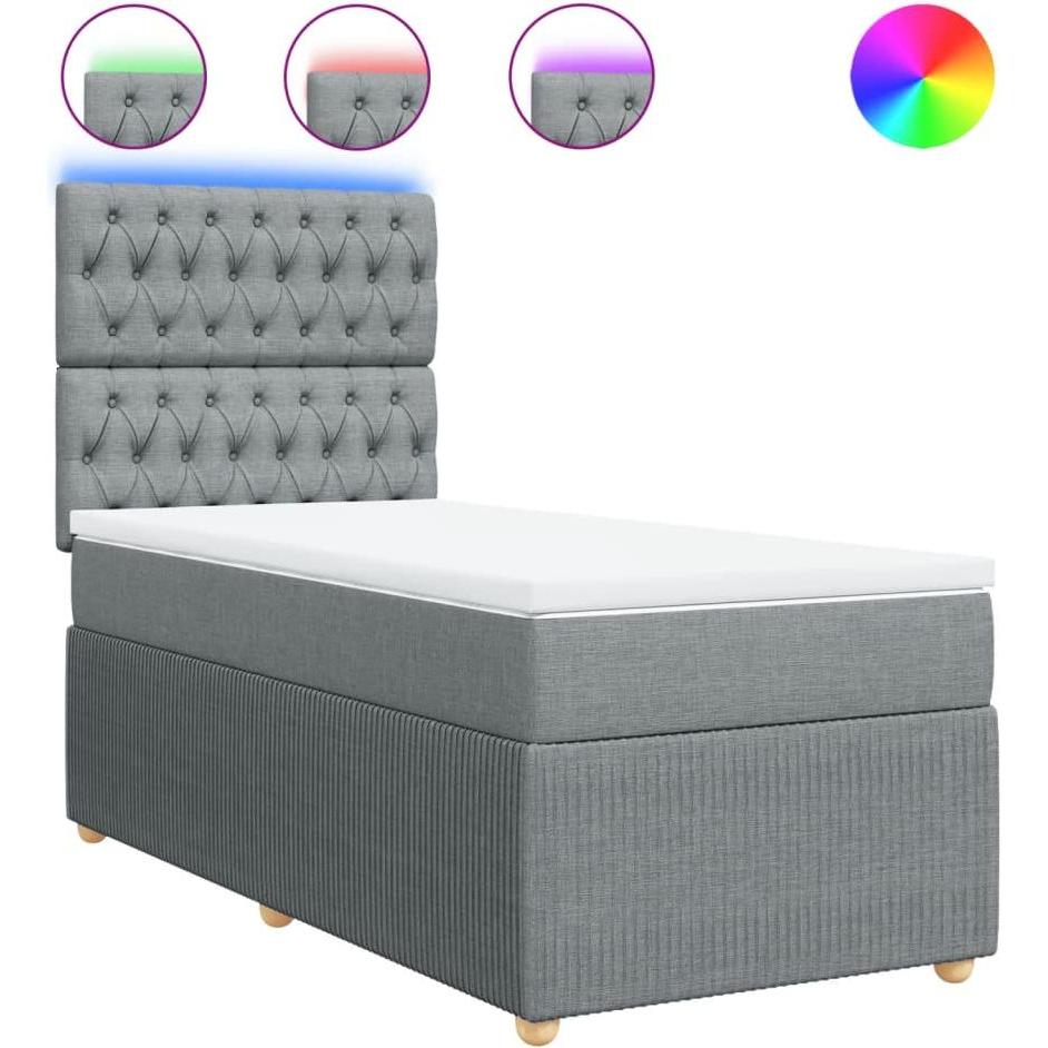 Thumbnail - VidaXL, Bett, Bo x springbett mit Matratze 100 x 200 cm Stoff (100 x 200 cm)