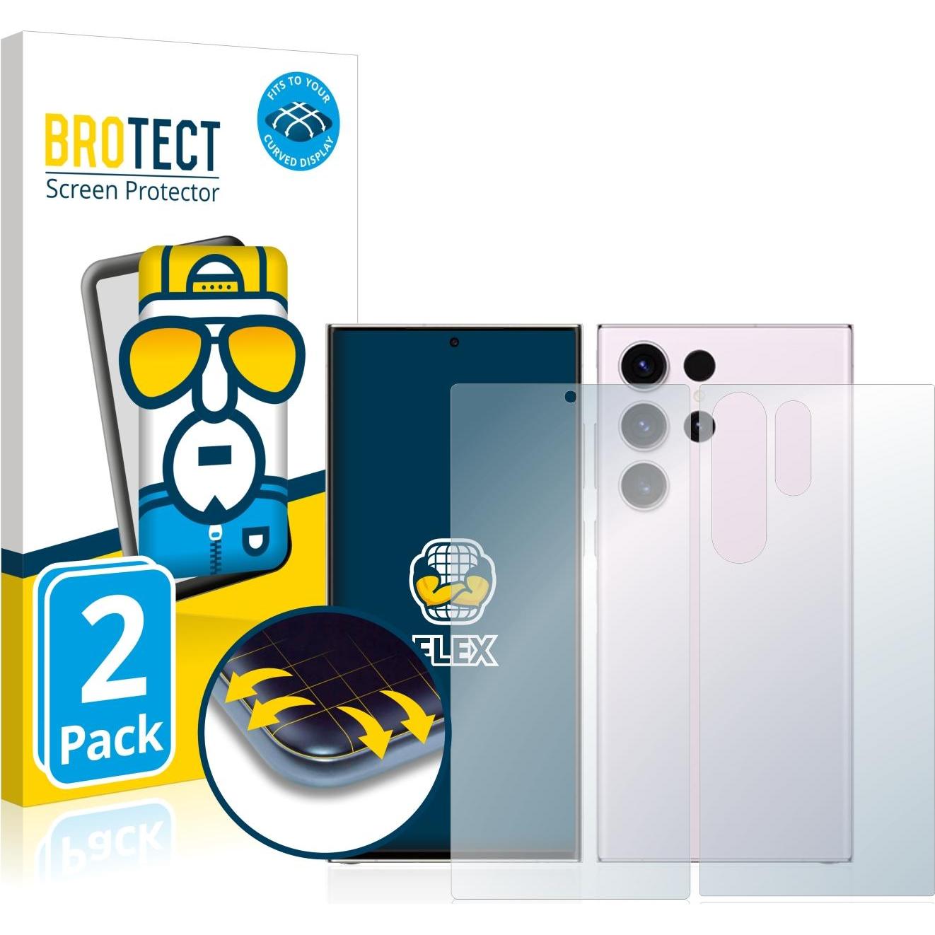 BROTECT Full-Cover Displayschutz (2 Stück, Samsung Galaxy S23 Ultra), Smartphone Schutzfolie, Transparent