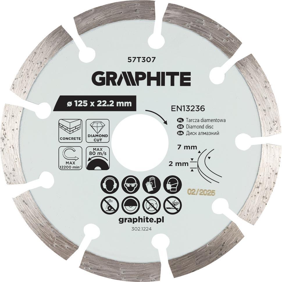 Graphite, Lama, Segmentierte Diamant-Trennscheibe, 125 x 22,2 mm, trocken