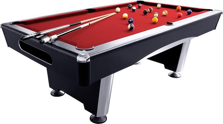 Dynamic Pool-Billardtisch Thun Plus 8ft., schwarz, Tuch Simonis Rot