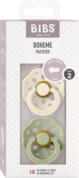 Produktbild Bibs Bohème Latex Schnuller (Grösse 2, 6-18 Monate), Ivory/Sage (2 x, ab 18 Monaten)