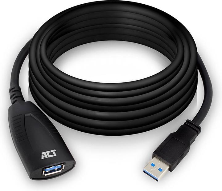 Produktbild ACT AC6105 USB Kabel 5 m 3.2 Gen 1 (3.1 Gen 1) USB A Schwarz (5 m, USB 3.2 Gen 1)