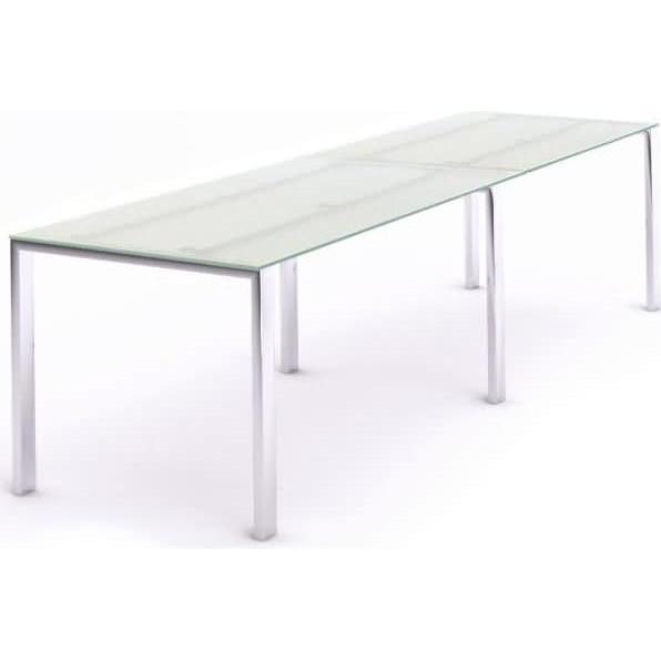 Rocada, Schreibtisch, Mehrfacharbeitstisch Total BxTxH 360x80x73cm Gestell verchromt Platte Glas satiniert