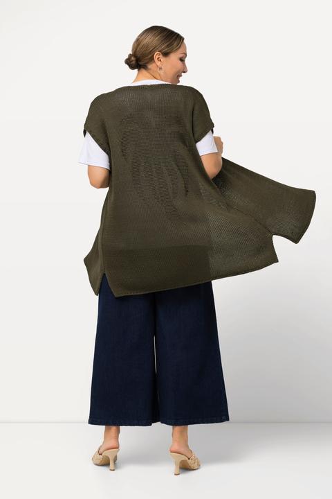 Produktbild Ulla Popken Strickweste, Palme, oversized, offene Form, ärmellos (56)