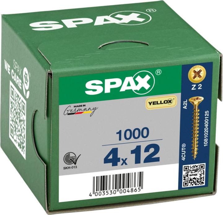 Produktbild Spax Senkmultikopf Kreuzschlitz Z2 Vollgewinde Yellox (1000 Schrauben pro Stück)