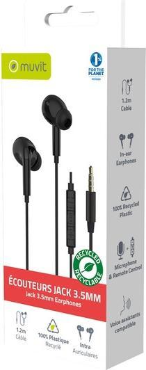 Actual product image Muvit Ecouteurs Intra Jack 3.5mm Plastique Recycle Noir (Cable)