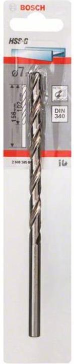 Produktbild Bosch Professional Zubehör Metallbohrer HSS-G, DIN 340, 7 x 102 x 156 mm, 1er-Pack (7 mm)