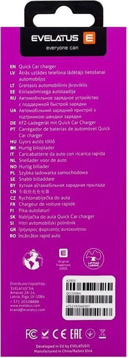 Produktbild Evelatus Quick Car Charger QCC03, QCC03WH