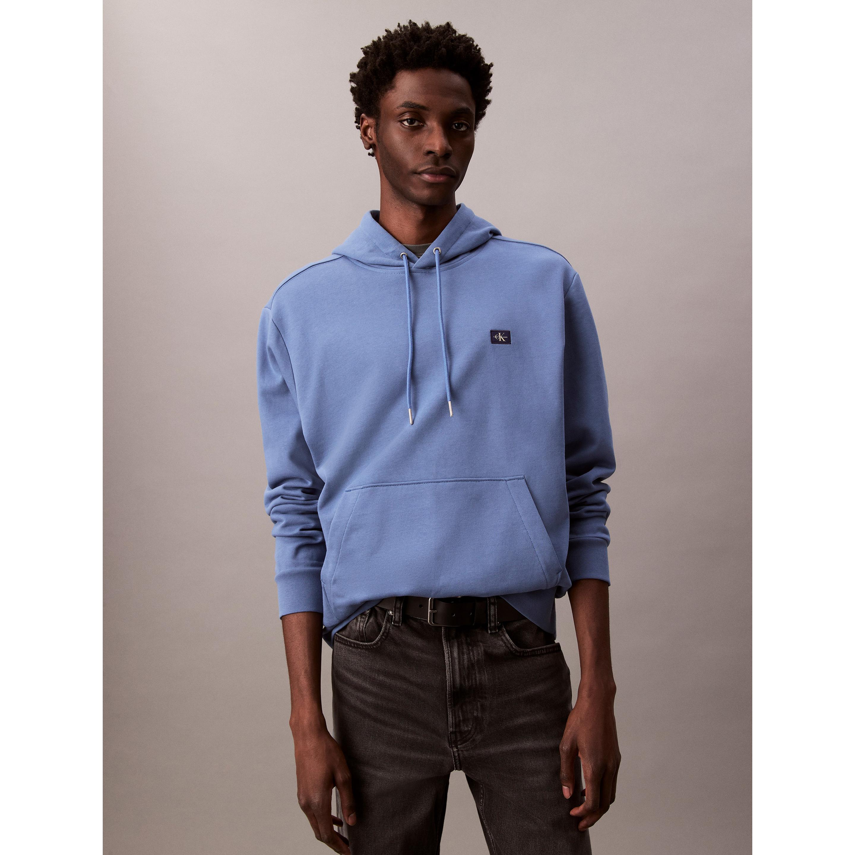 Calvin Klein Jeans, Uomini, Felpa + Maglione, Ls Eu Badge 350terry Hoodie, Blu, (S)