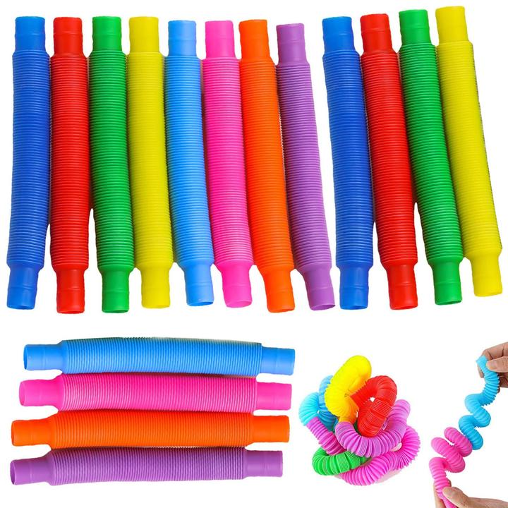 Activity Board 16 Stück Pop Tubes Neueste Multicolor Stretch Tube Mini Pop Tubes Sensorisches Spielzeug