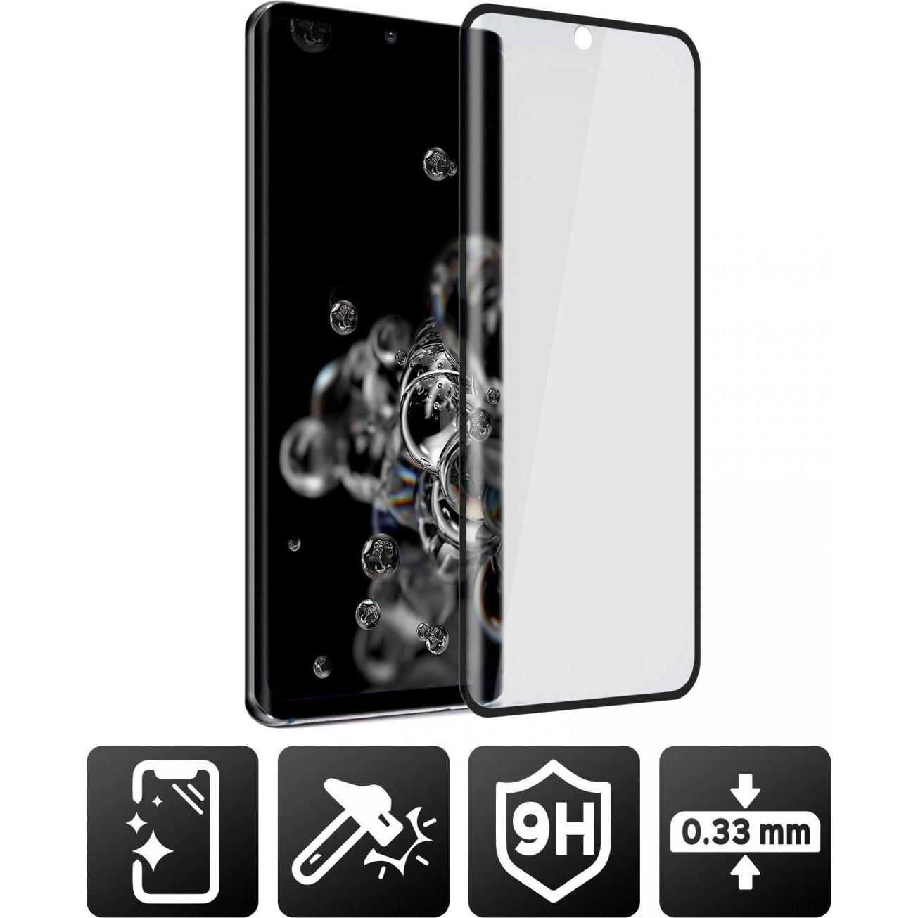 Akashi Premium Bildschirmschutz Folie (1 Stück, Samsung Galaxy S20 Ultra), Smartphone Schutzfolie, Schwarz