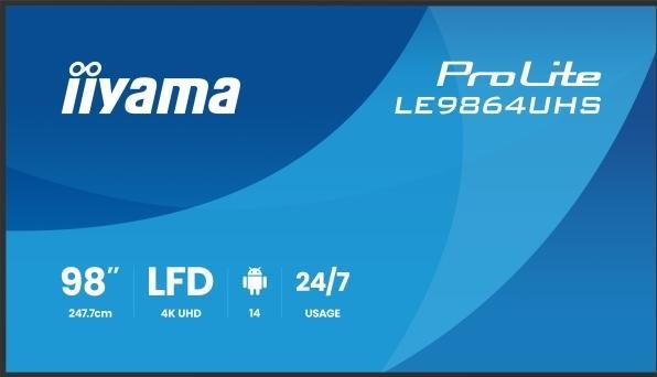 Immagine prodotto iiyama 247.7cm(97,5") LH9864UHS-B1AG 16:9 2xHDMI+USB-C (Speditionsversand) (3840 x 2160 pixel, 98")