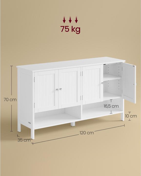 Produktbild Vasagle Schuhschrank Landhausstil 120 x 70 cm, Weiss (120 x 70 x 35 cm)