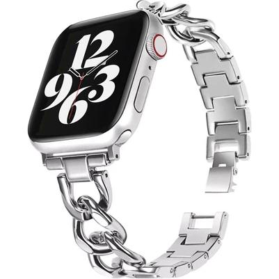 Strap-it Stahlkettenband (Edelstahl, Apple Watch), Uhrenarmband, Silber