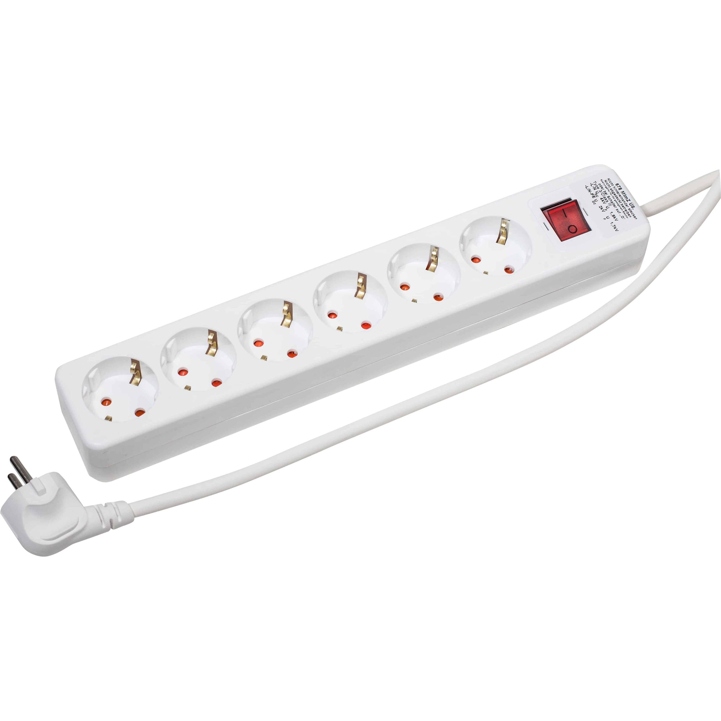 Gebro, Steckdosenleiste, 106148 Steckdosenleiste mit Schalter 6fach Weiss Schutzkontakt 1 St. (6 x, CEE 7/3, 1.50 m)