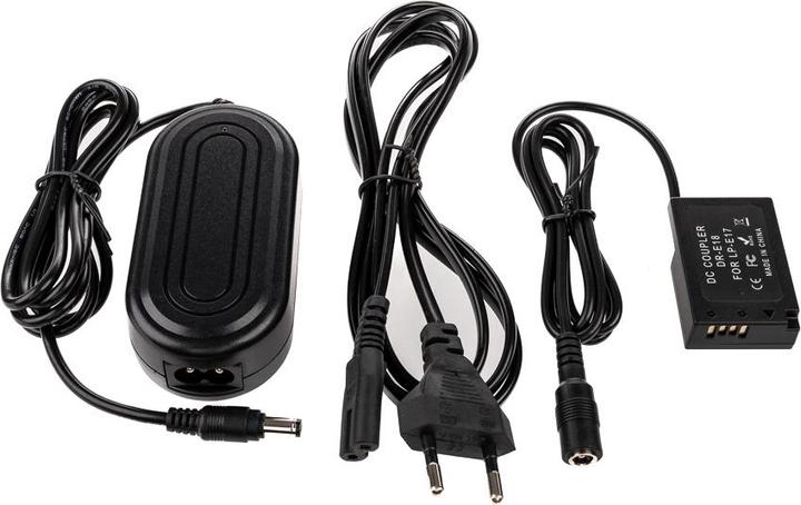 Actual product image Caruba Canon LP E17 (DR E18) Dummy Battery +AC E6 Power Adapter (US Standard) (Camera battery power adapter)